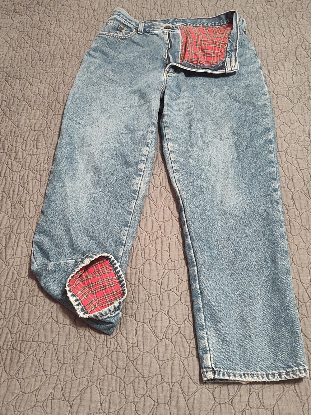 L.L. Bean Double L Relaxed Fit Women's Flannel Lined Denim Blue Jeans Size 16R